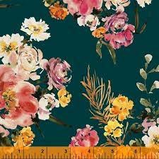 Windham Fabrics Wildflower Coral Charm, Teal