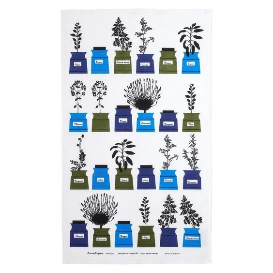 Tea Towel "Herbs" Blue by Almedahls