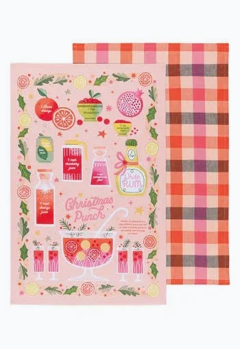 Spirits Bright Xmas Punch Tea Towel Set of 2