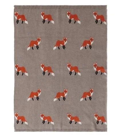 Fox Cotton Knit Baby Blanket