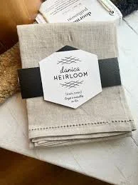 Natural Linen Hemstitch Tea Towel