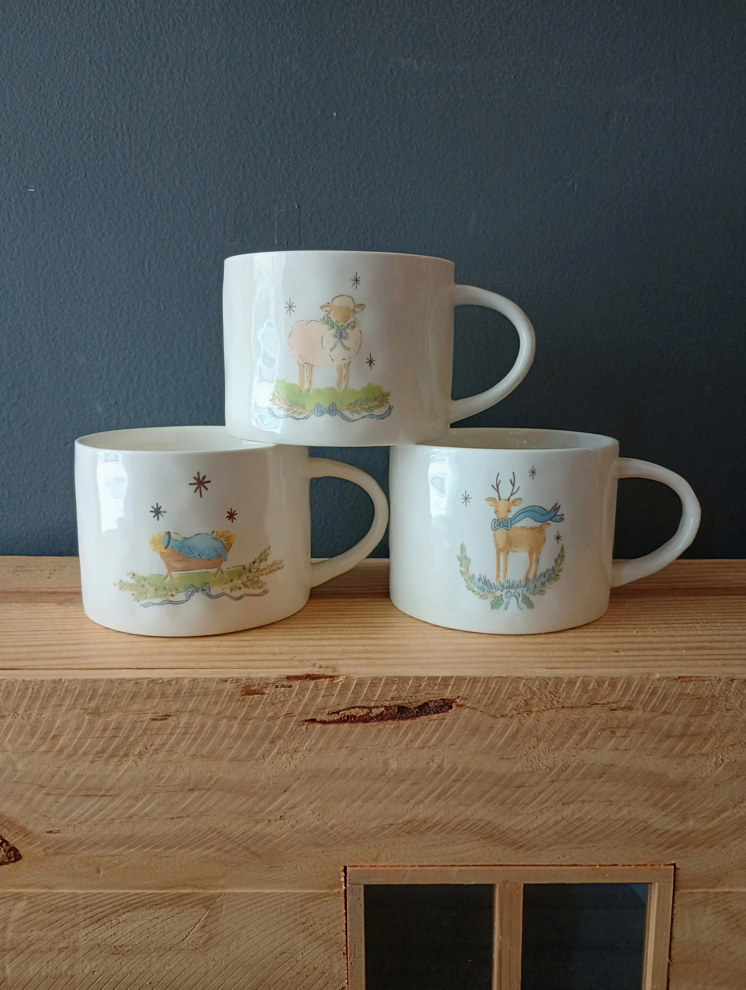 Stoneware Holiday Mug with Saying
