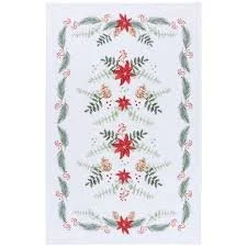 Poinsettia Christmas Dishtowel