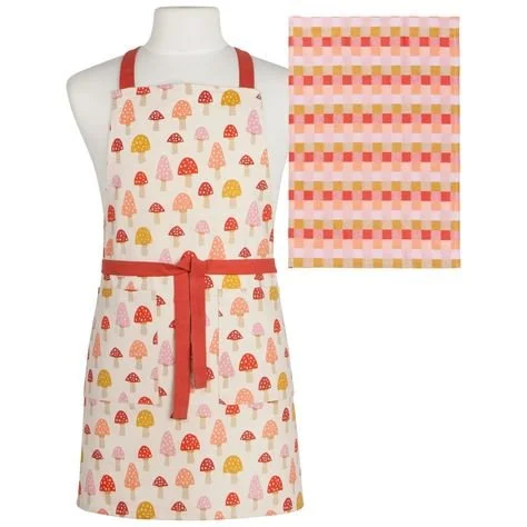 Tidy Toadstool Apron & Dishtowel Set by Danica