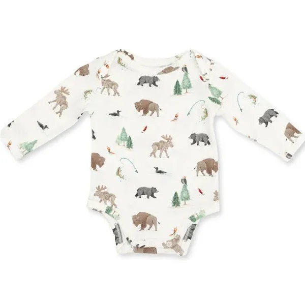 Long Sleeve Bodysuit- Northern Woodland Animals by Angel Dear