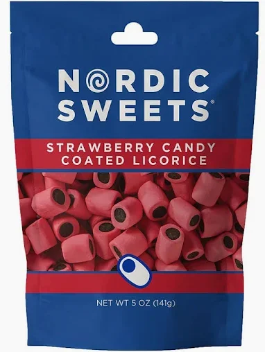 Nordic Sweets Strawberry Candy Coated Licorice Bag