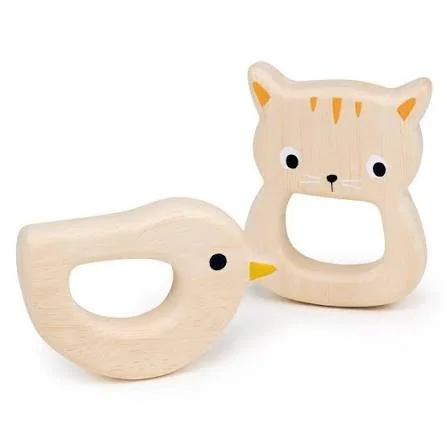 Wooden Bird & Kitten Teethers
