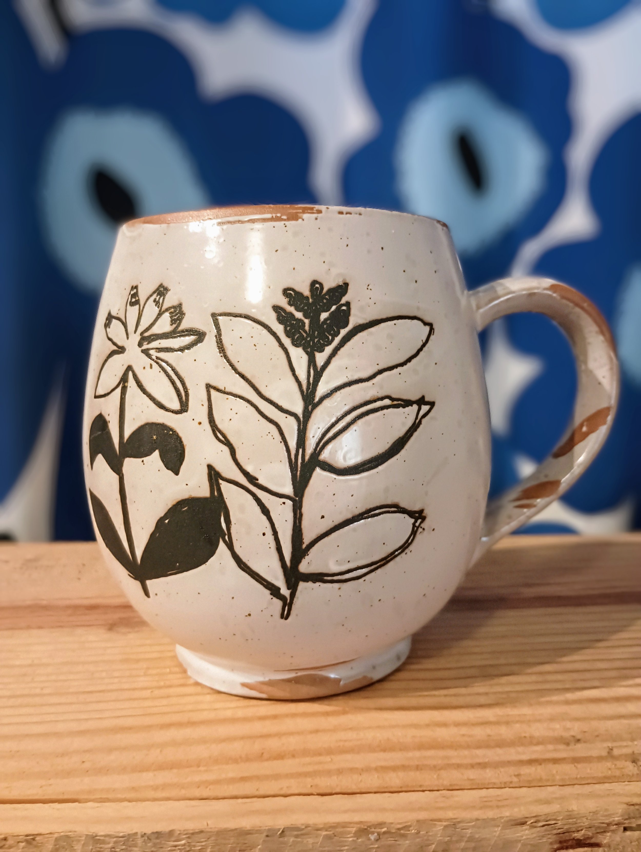 Debossed Botanical Stoneware Mug