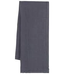 Charcoal Linen Hemstitch Tea Towel