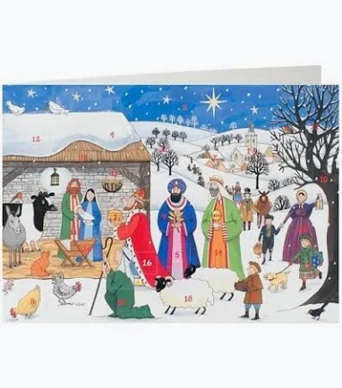 Jesus Is Born Traditional Christmas Advent Calendar Card