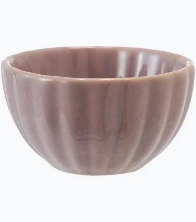 Stoneware Ribbed Bowl, Reactive Glaze