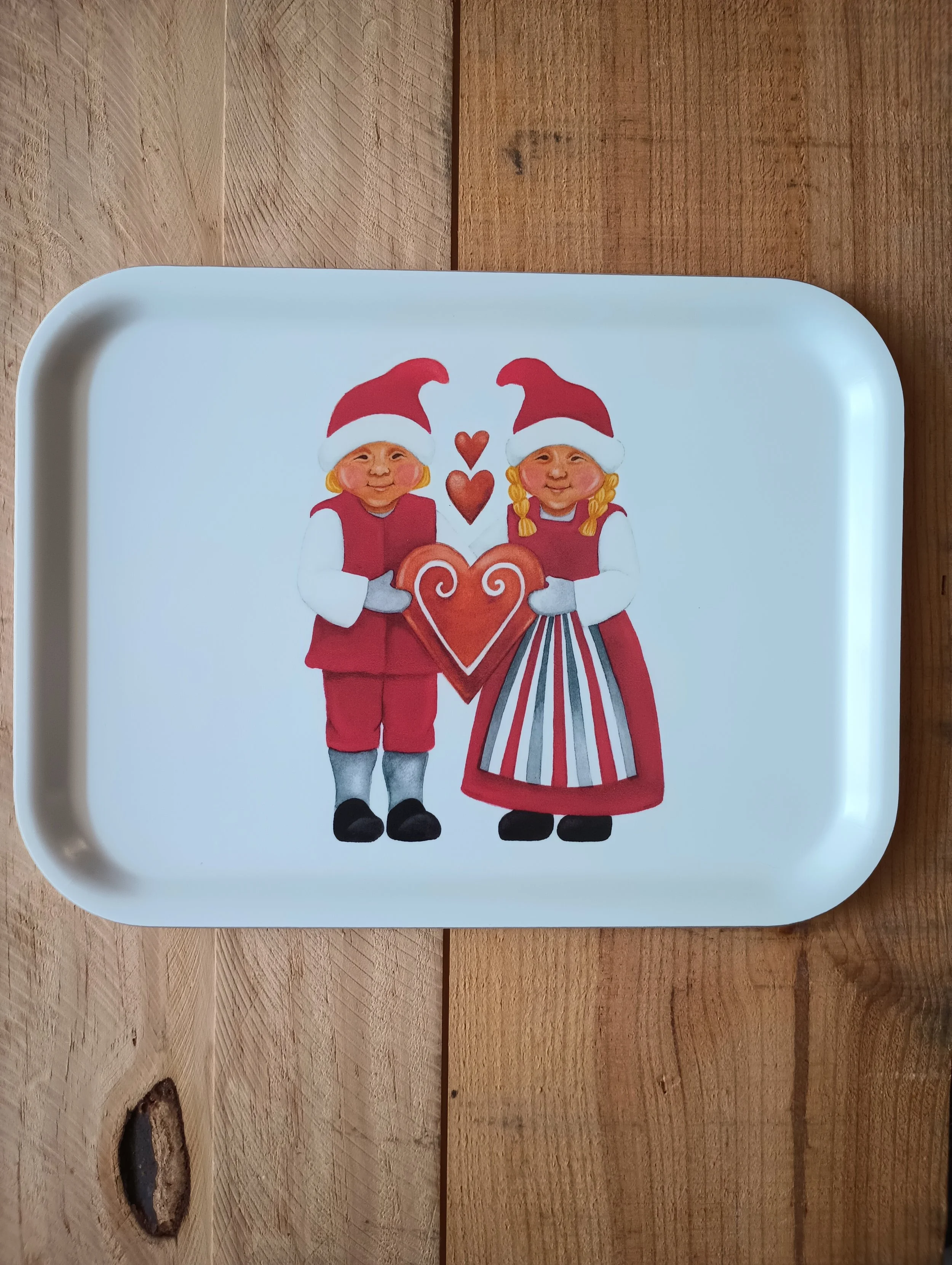 Tomte couple Birch Wood Tray