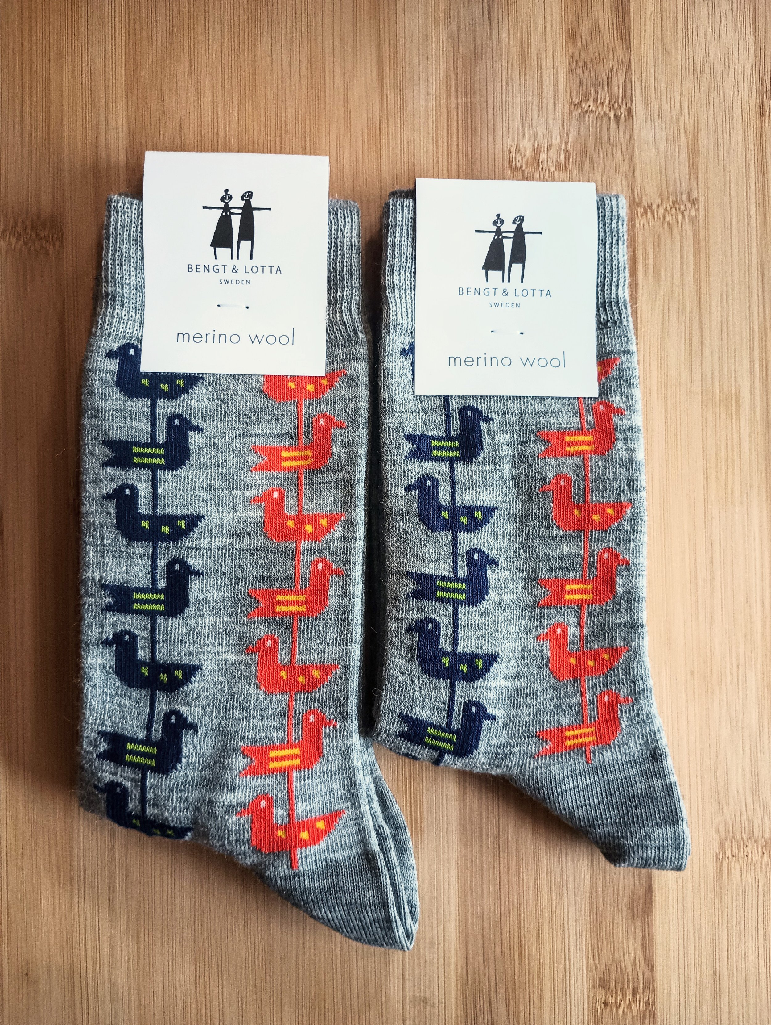 Bengt & Lotta Merino Wool Grey Socks-Shorebird