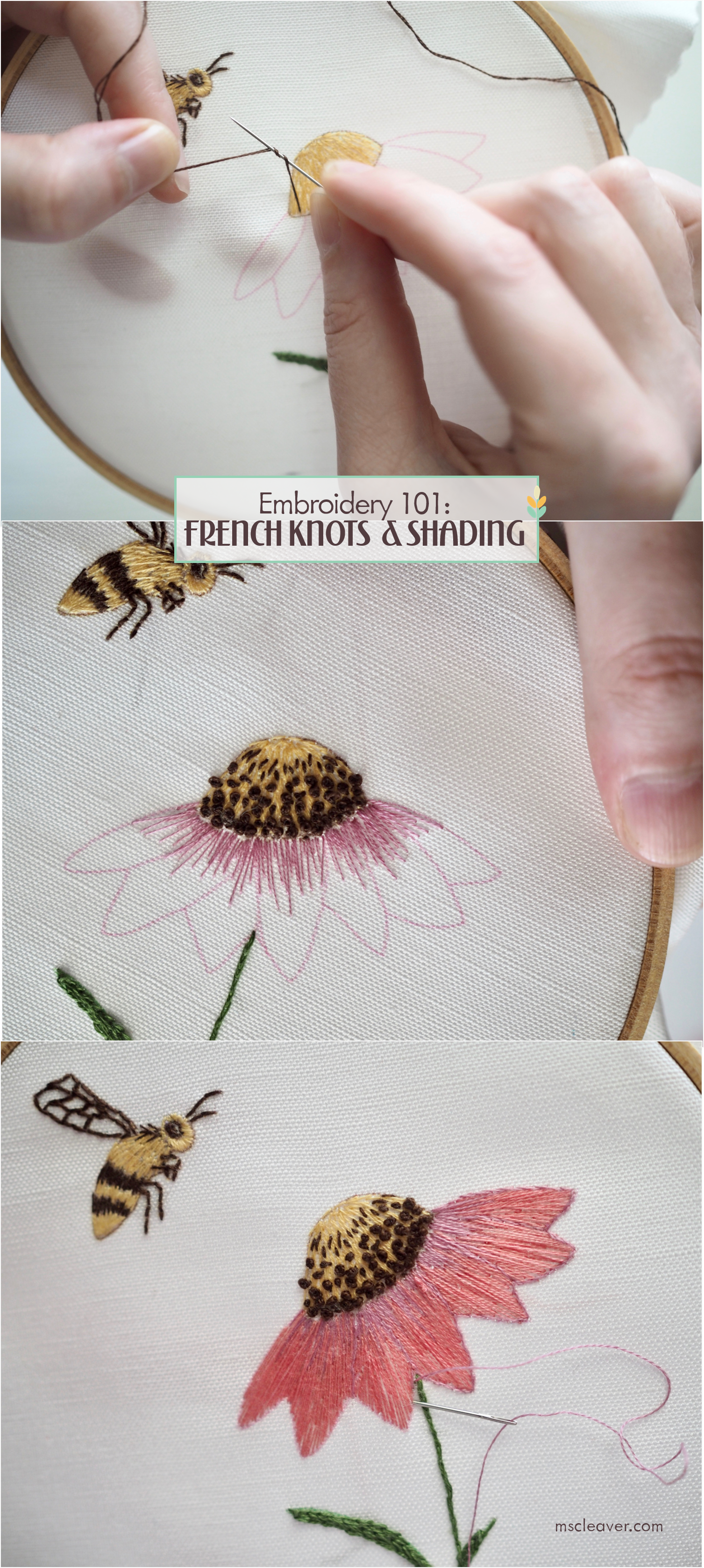 Embroidery 101: French Knots, Shading, Blanket Stitch and Finishing