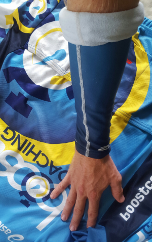 Simply roll them up while you run through transition or while you are on the bike.