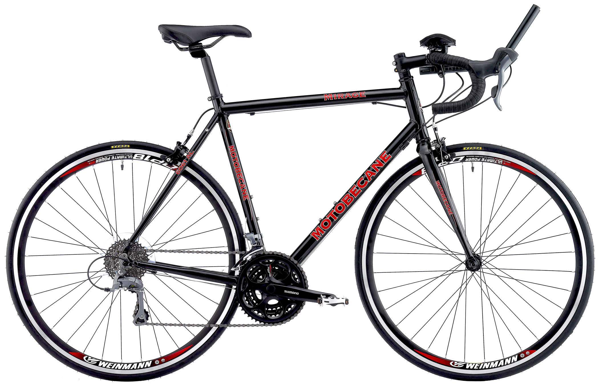 A road bike with TT bars and standard wheels. 