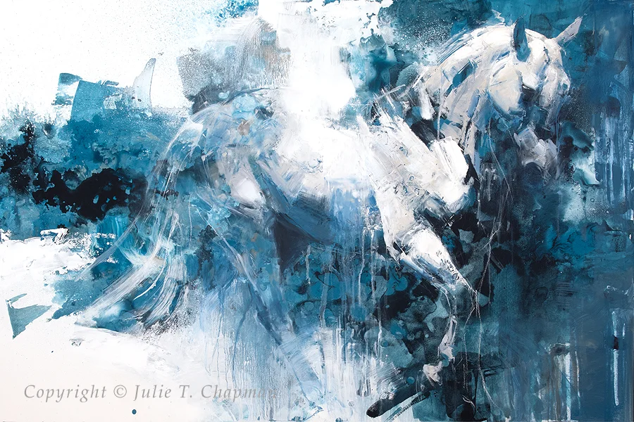 “Rhapsody in Blue Two”, 20x30 mixed media on cradled panel - $5400