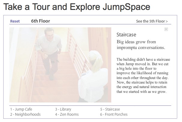 The staircase in the Jump Associates offices