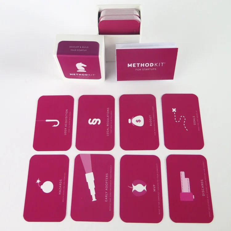 StartupKit is a deck of cards for start up companies that can be used to help clarify thoughts, develop ideas and structure work.