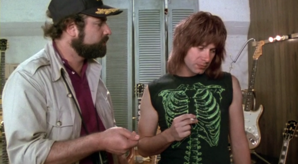 "This is Spinal Tap" (1984) The funniest rock movie ever made has one of my personal favorites on the list. The "Green Skeleton" t-shirt worn by Nigel Tufnel. It's Nigel's "exact inner structure done in a t-shirt. Exactly medically accurate."