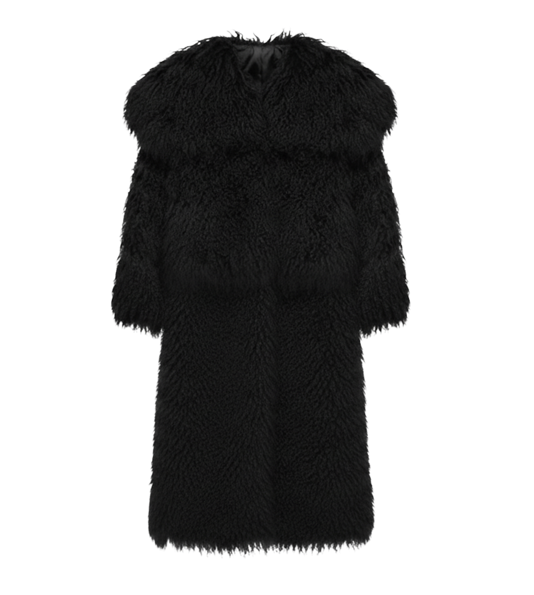 OVERSIZED COLLAR SHEARLING FUR COAT (LONG)