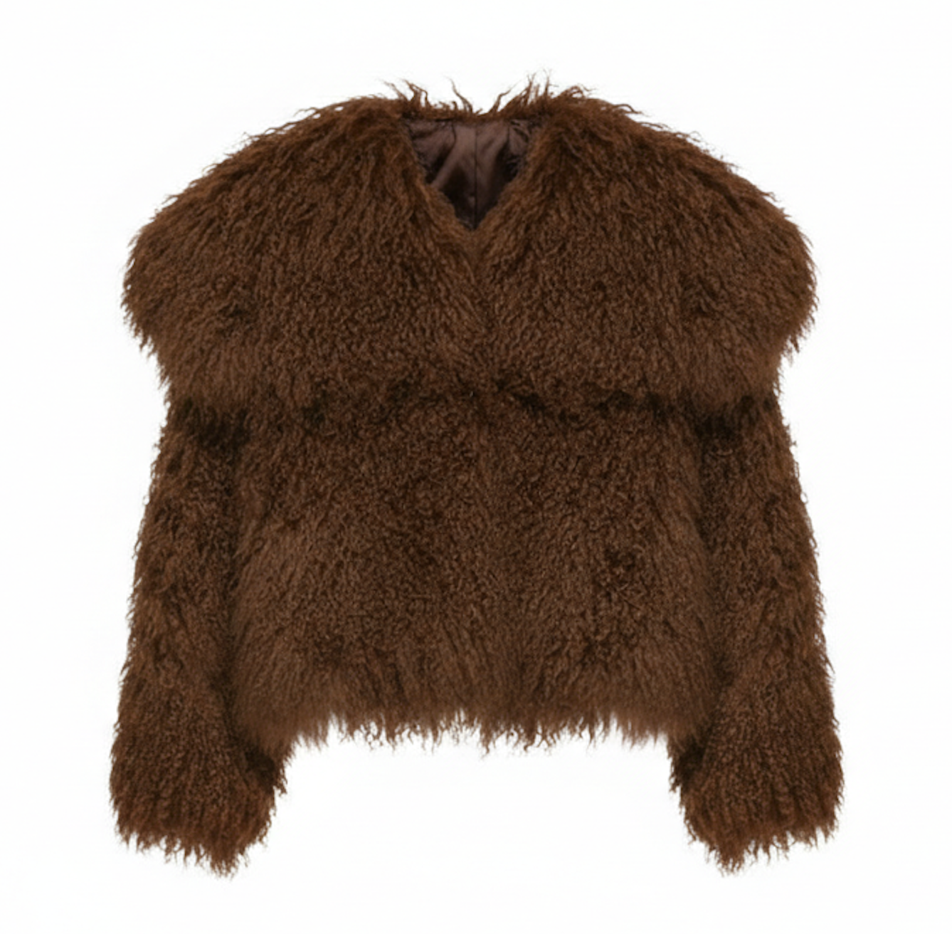 OVERSIZED COLLAR SHEARLING COAT (BROWN)
