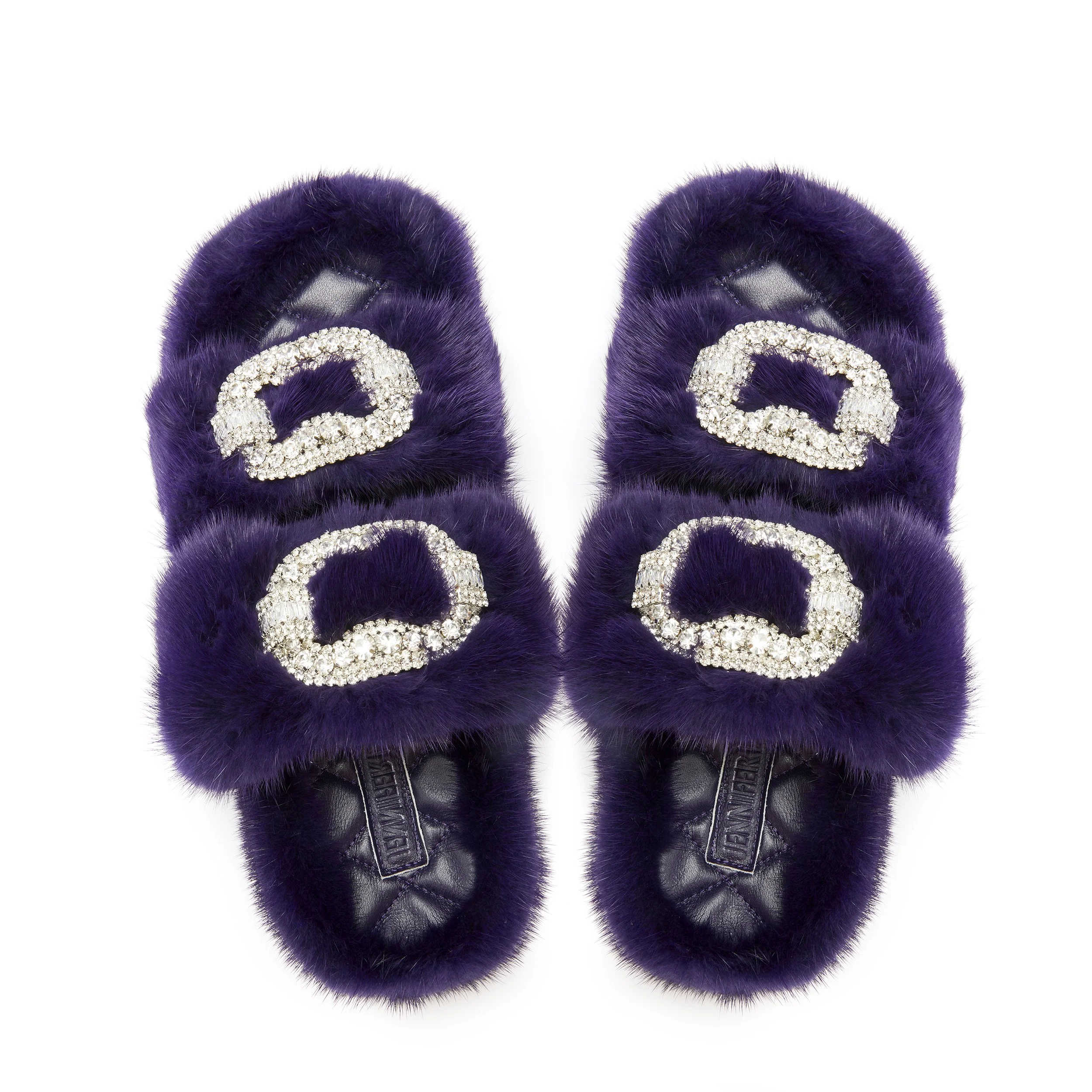 PURPLE X CRYSTAL BROOCH MINK SLIDE - SIZE 37