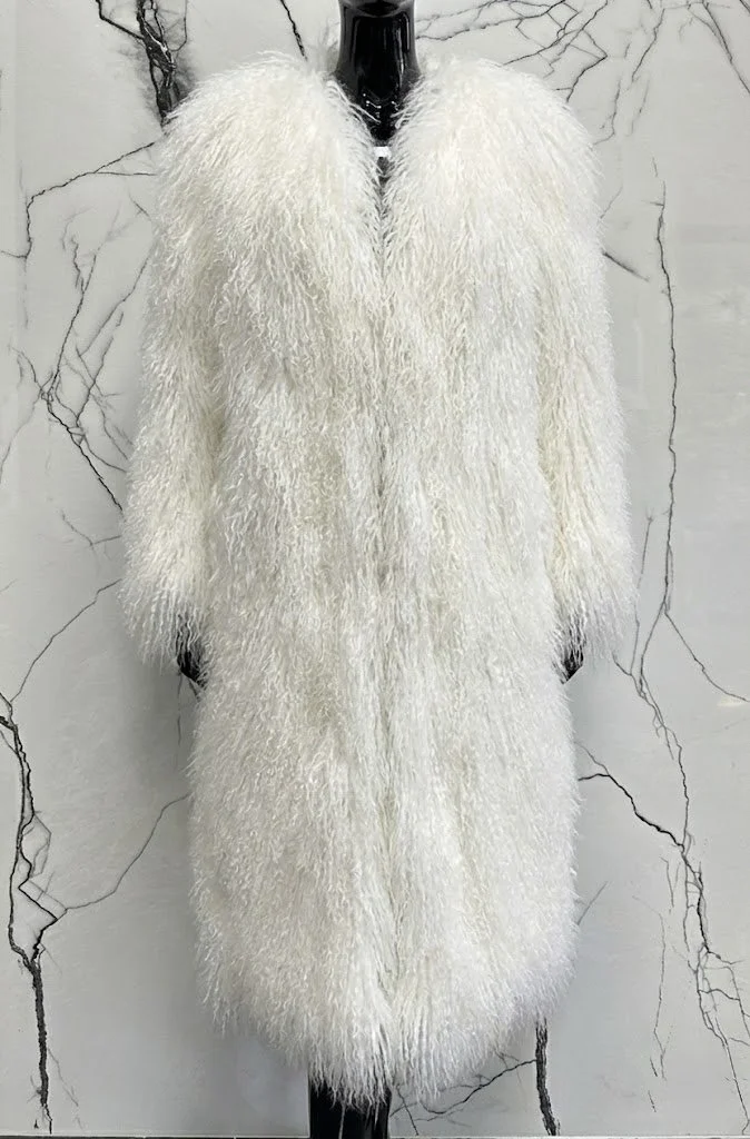 IVORY MONGOLIAN COAT (LONG LENGTH) - FINAL SALE