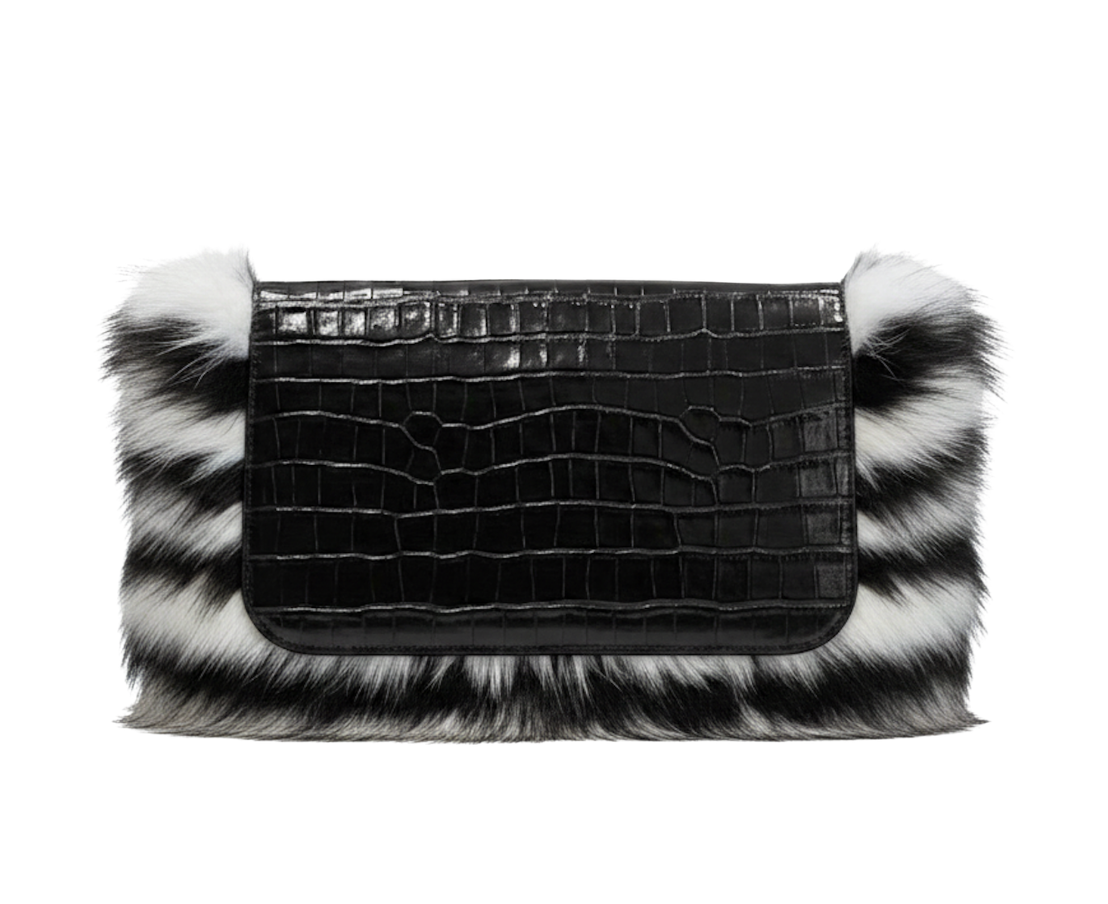 FOXXY CROC CLUTCH (BLACK X WHITE)
