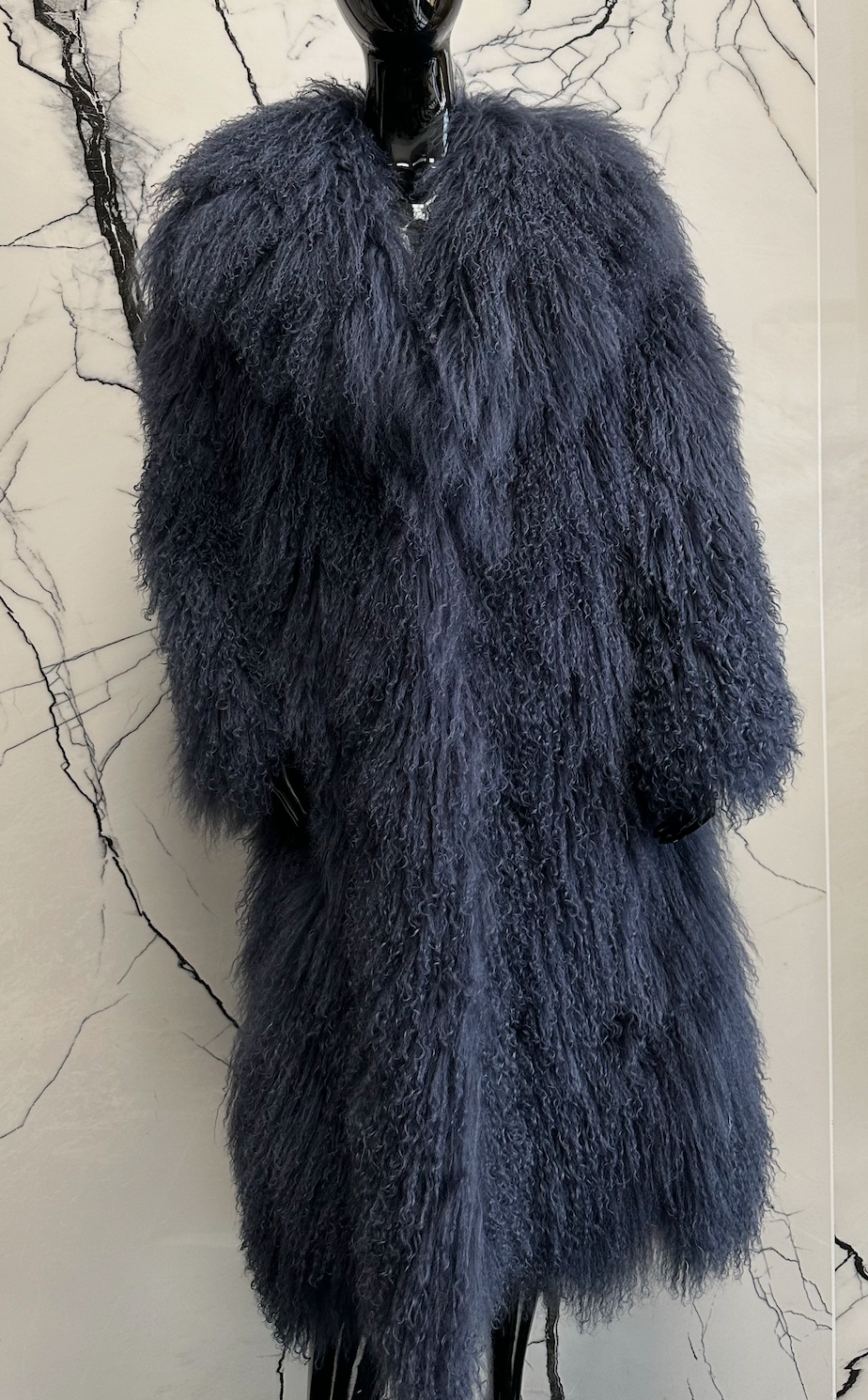 SLATE GREY MONGOLIAN FUR COAT (LONG) - M/L