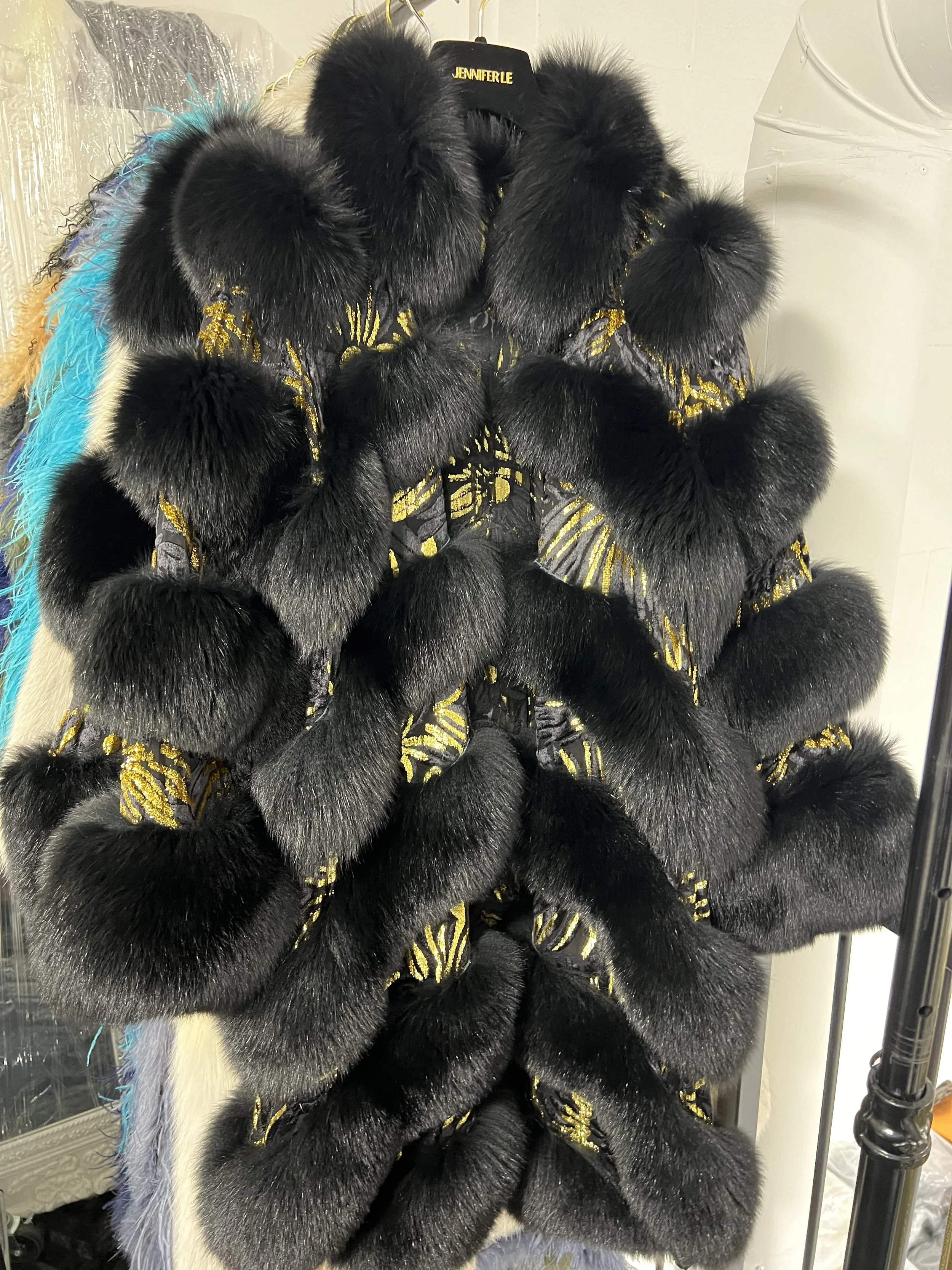 BLACK X GOLD BURNT VELVET RUNWAY COAT - M/L