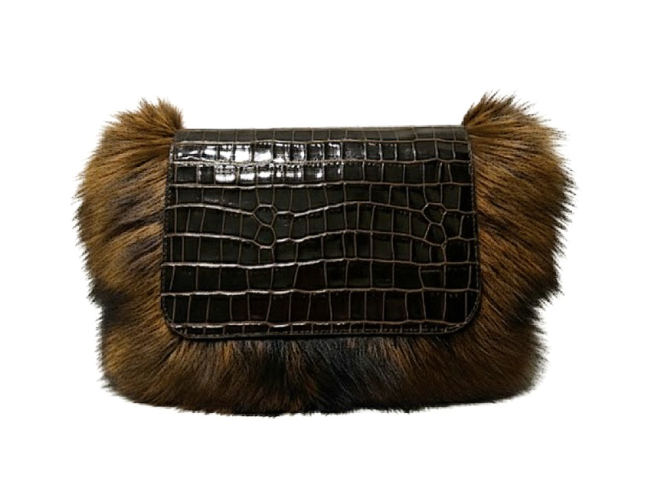 FOXXY CROC CLUTCH (BROWN)