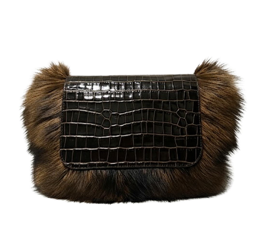 FOXXY CROC CLUTCH (BROWN)