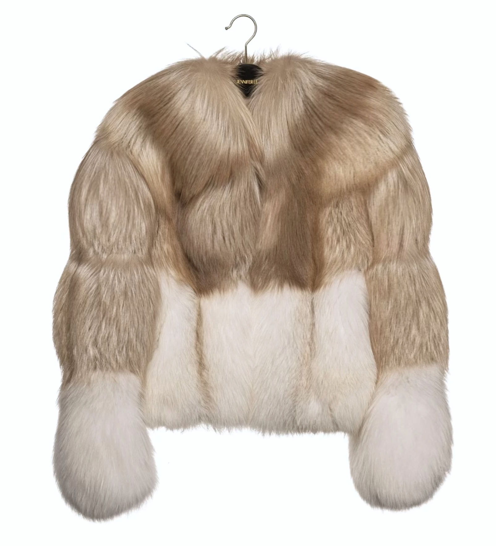 TAUPE/WHITE CROPPED FOX BOMBER (M/L)