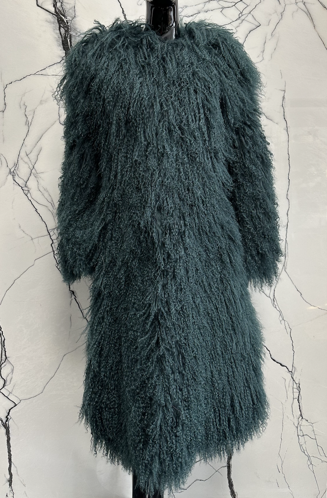 BLACK MONGOLIAN FUR COAT (LONG) - M/L