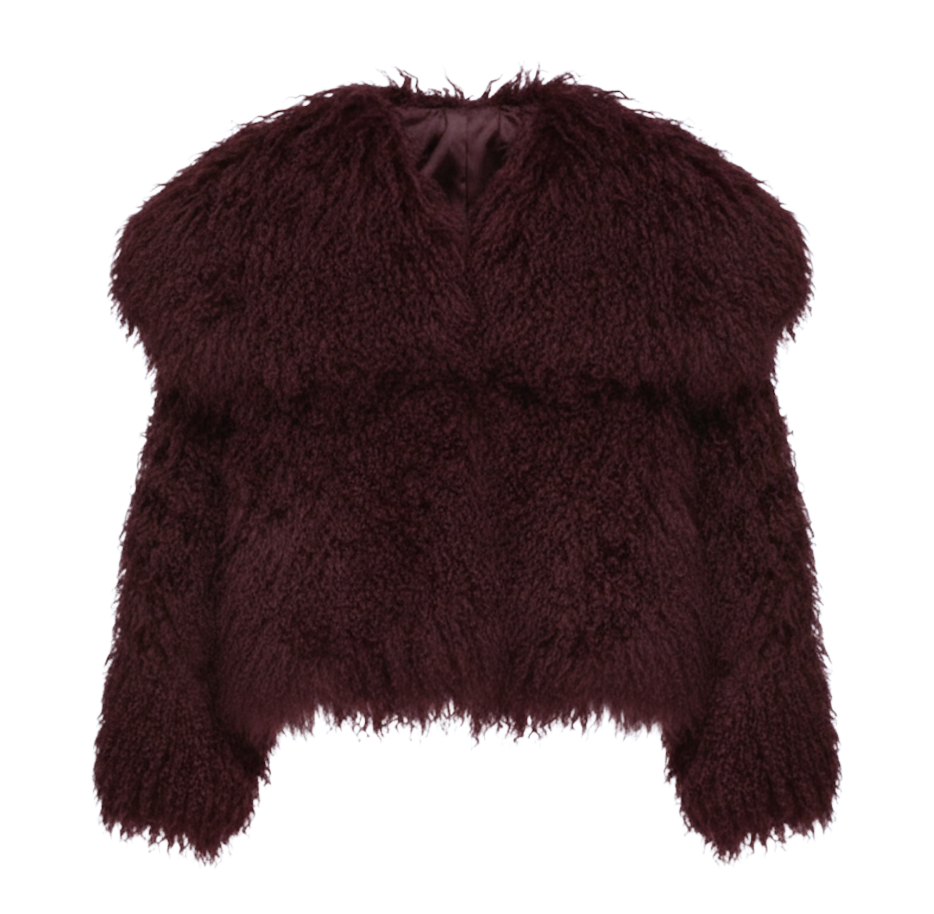 OVERSIZED COLLAR SHEARLING COAT (OXBLOOD)