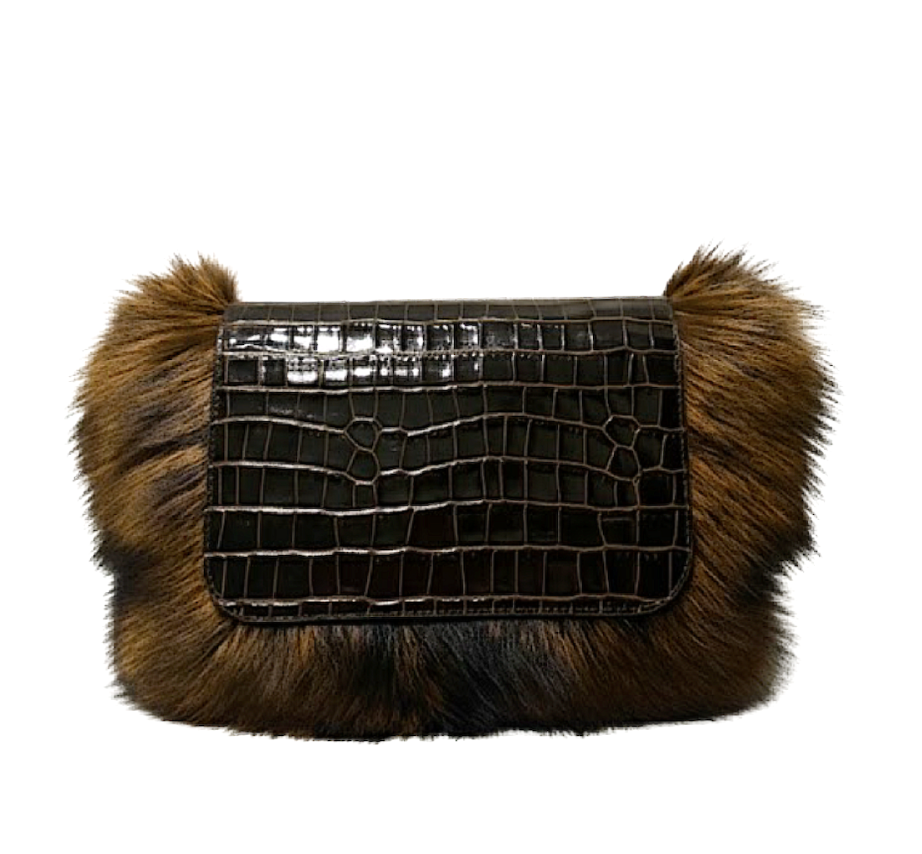 FOXXY CROC CLUTCH (BROWN)
