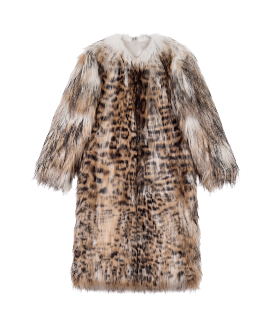 ABSTRACT LEOPARD LONG COAT