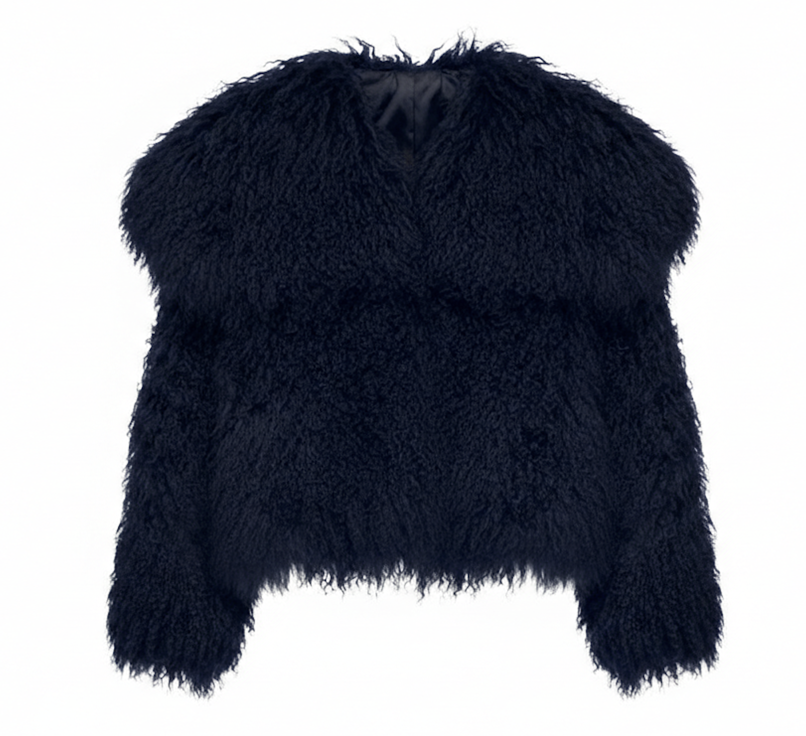 OVERSIZED COLLAR SHEARLING COAT (NAVY)