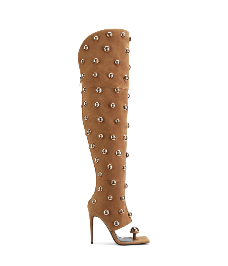 STUDDED SANDAL BOOT (TAN SUEDE) - 42 R