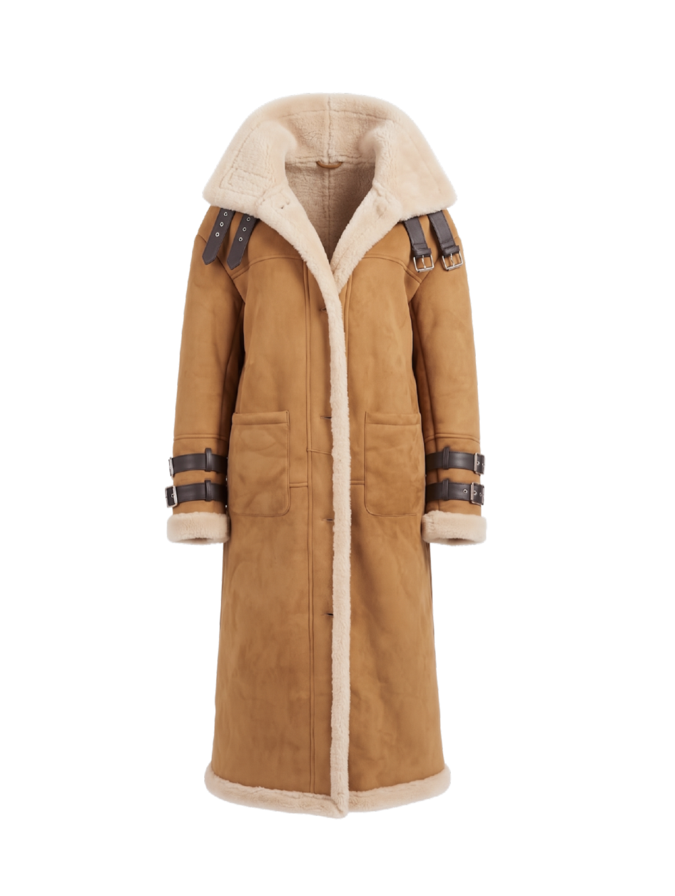 SHEARLING AVIATOR LONG COAT - XS (FITS LIKE A 4/6 US)