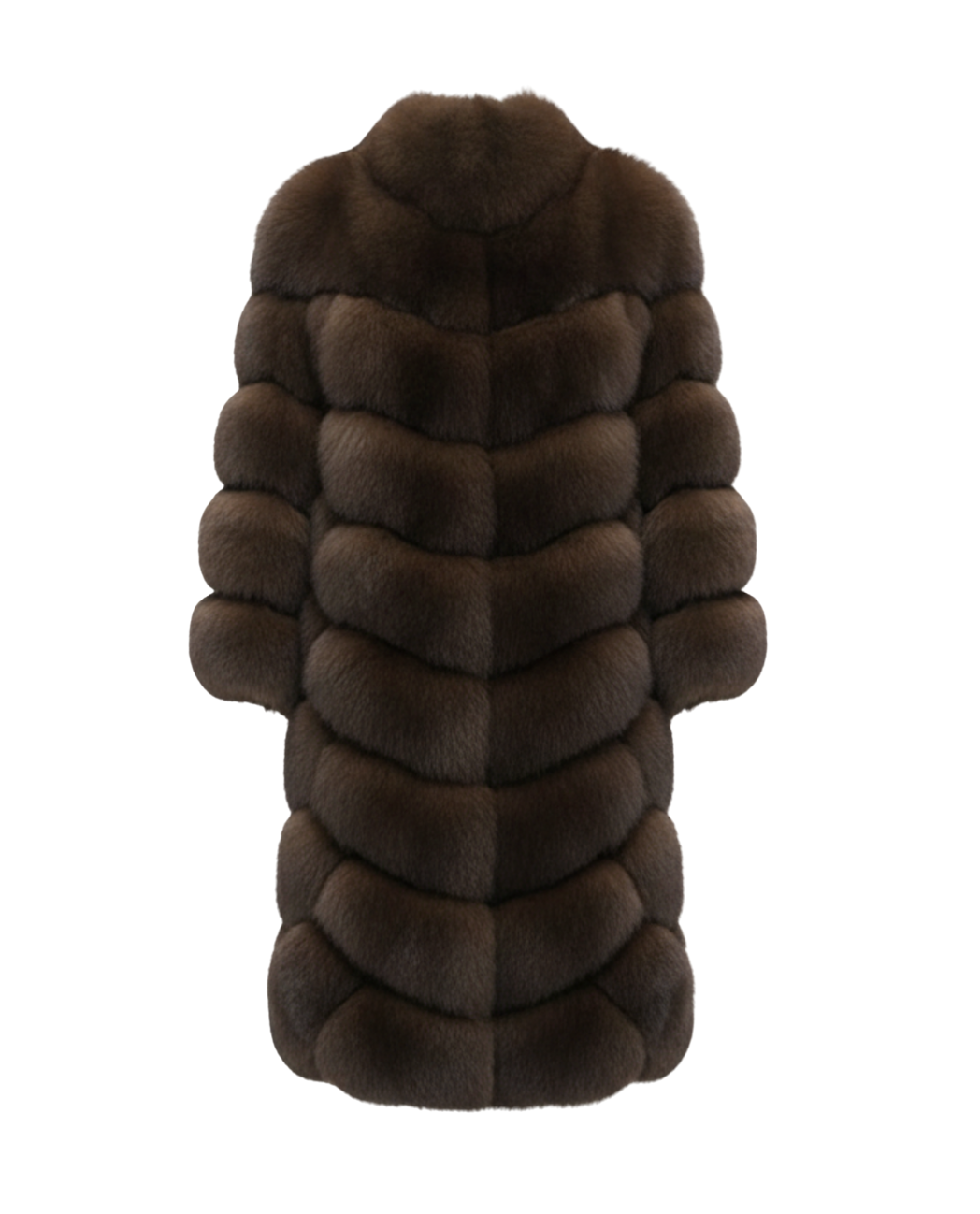 BROWN CHEVRON FOX FUR COAT (LONG)