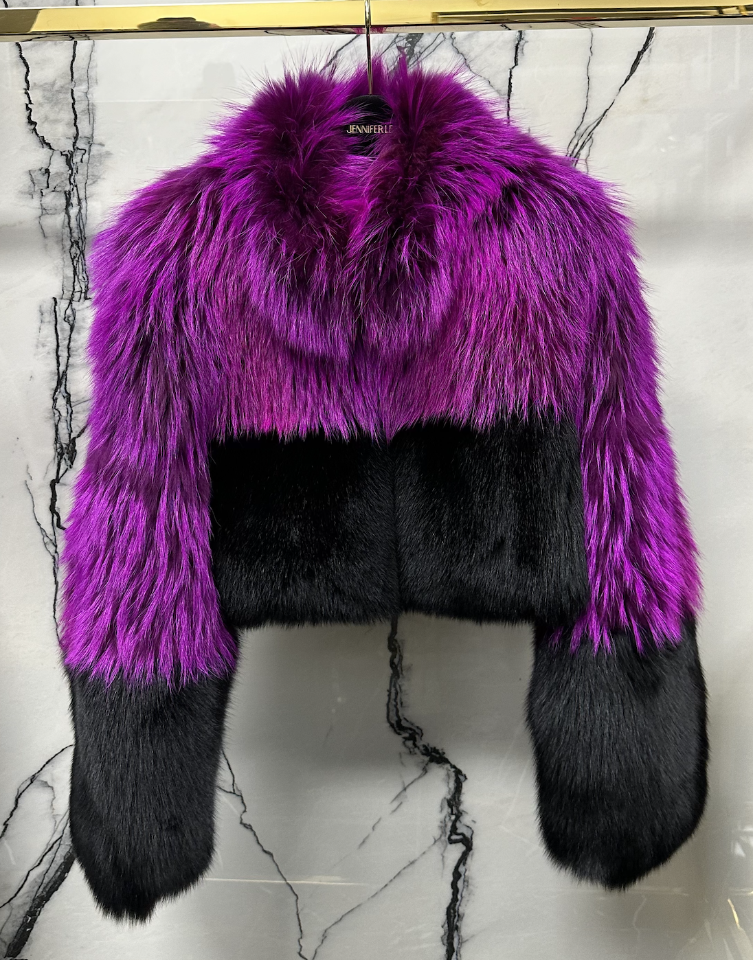 HOT PINK CROPPED FOX BOMBER M/L