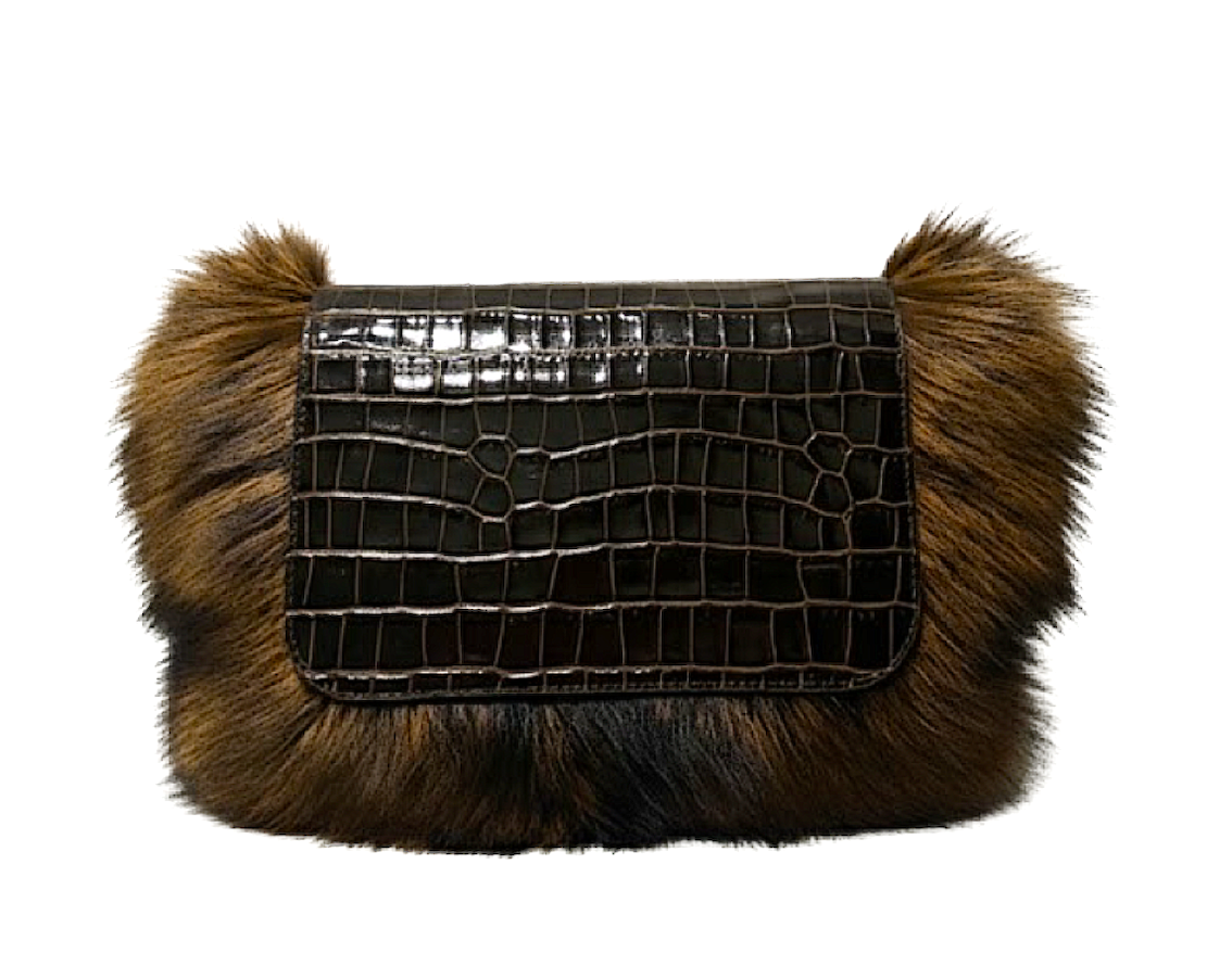 FOXXY CROC CLUTCH (BROWN)