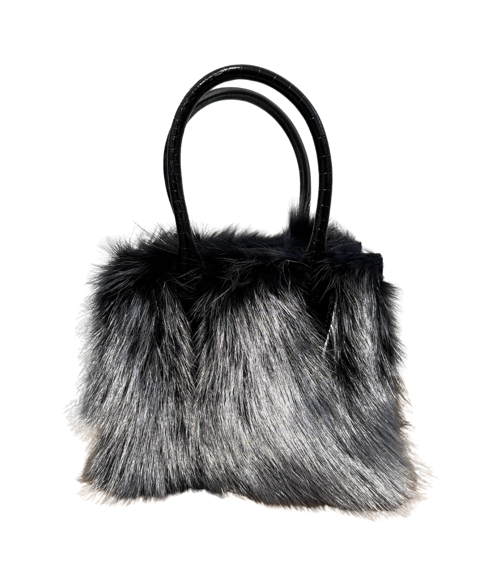 SILVERY BLACK FOXXY X CROC TOTE BAG (SMALL)