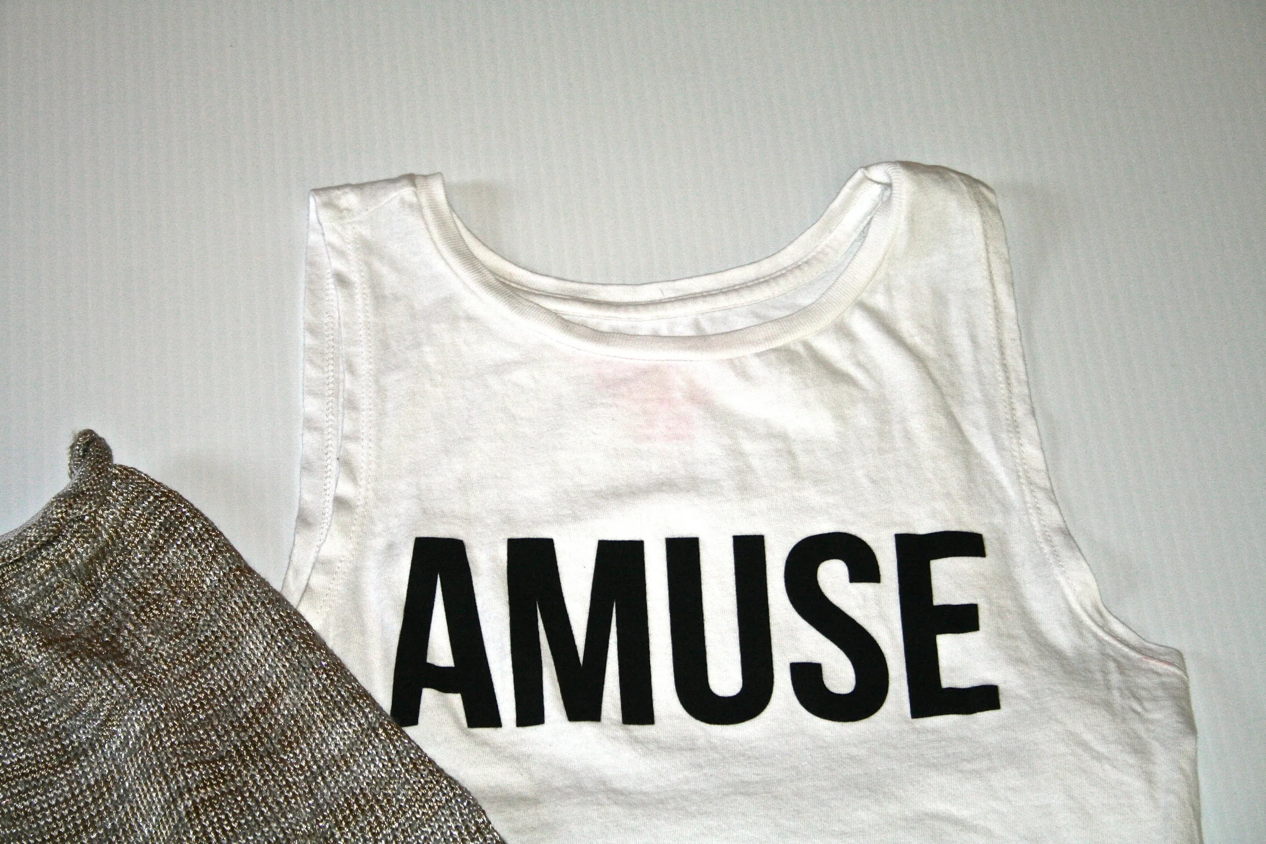 AMUSE Society knit beach bling shorts and iconic muscle tank from Fred Segal