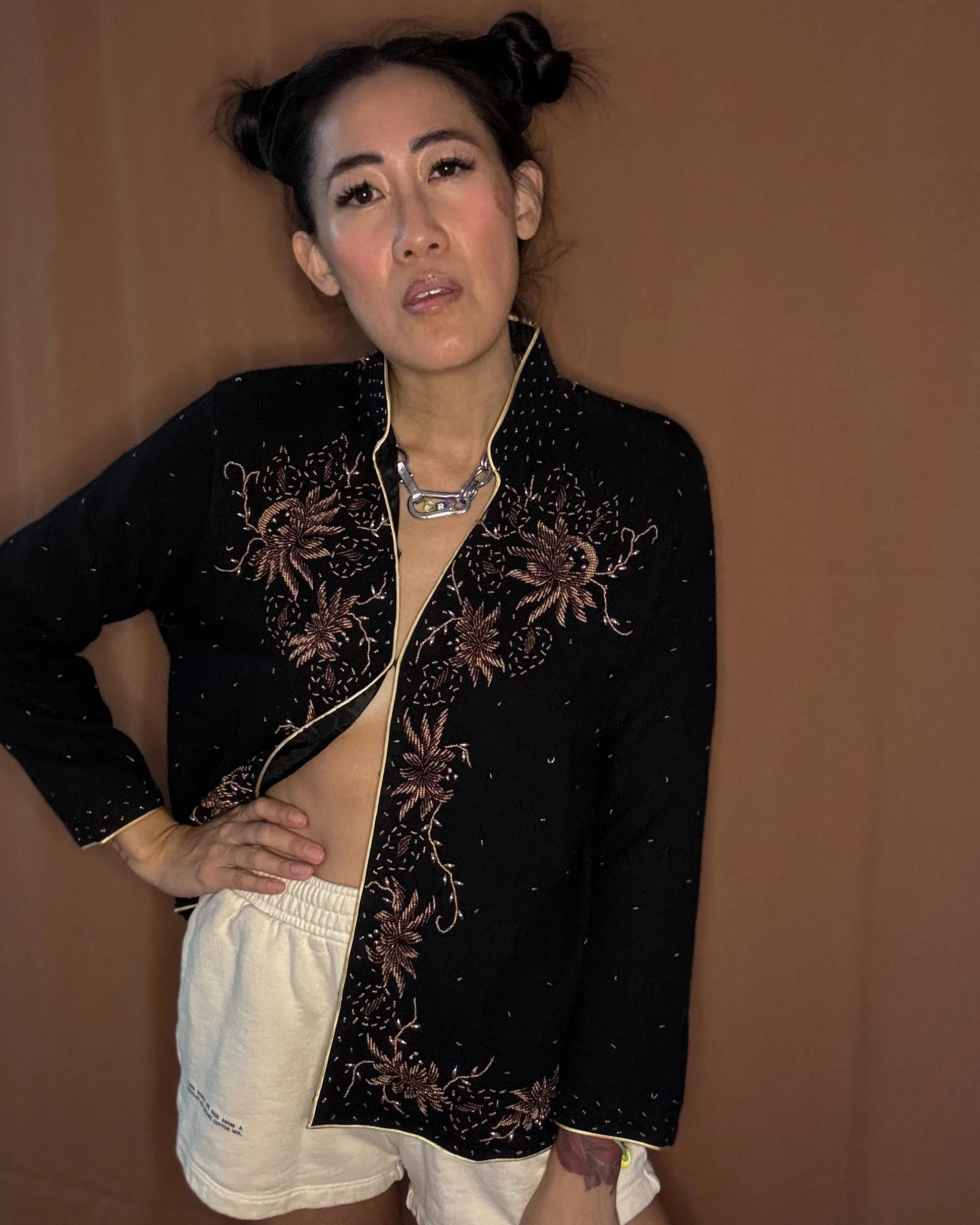 80s Beaded Blouse / Jacket