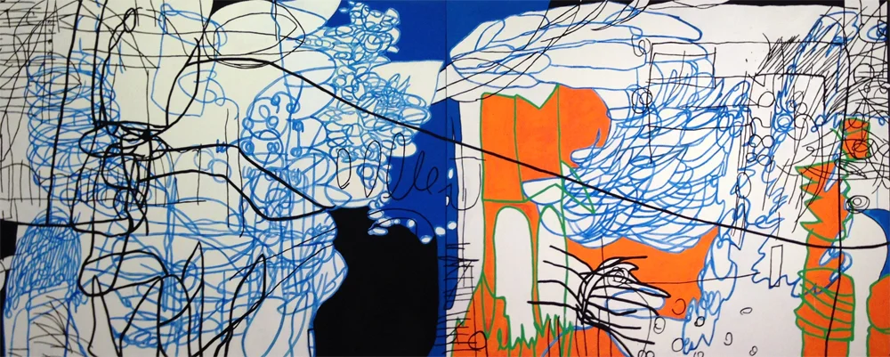 2013JazzStories-CollinsCJ-OneFootOverTheLine-4'x10'Diptych-FlashePaintOnCanvas-2009.jpg