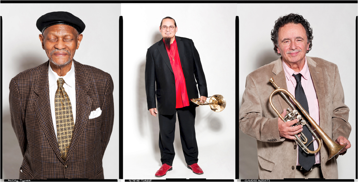 l-r: 2014 Jazz Master Honoree McCoy Tyner, Steve Turre, Claudio Roditi
