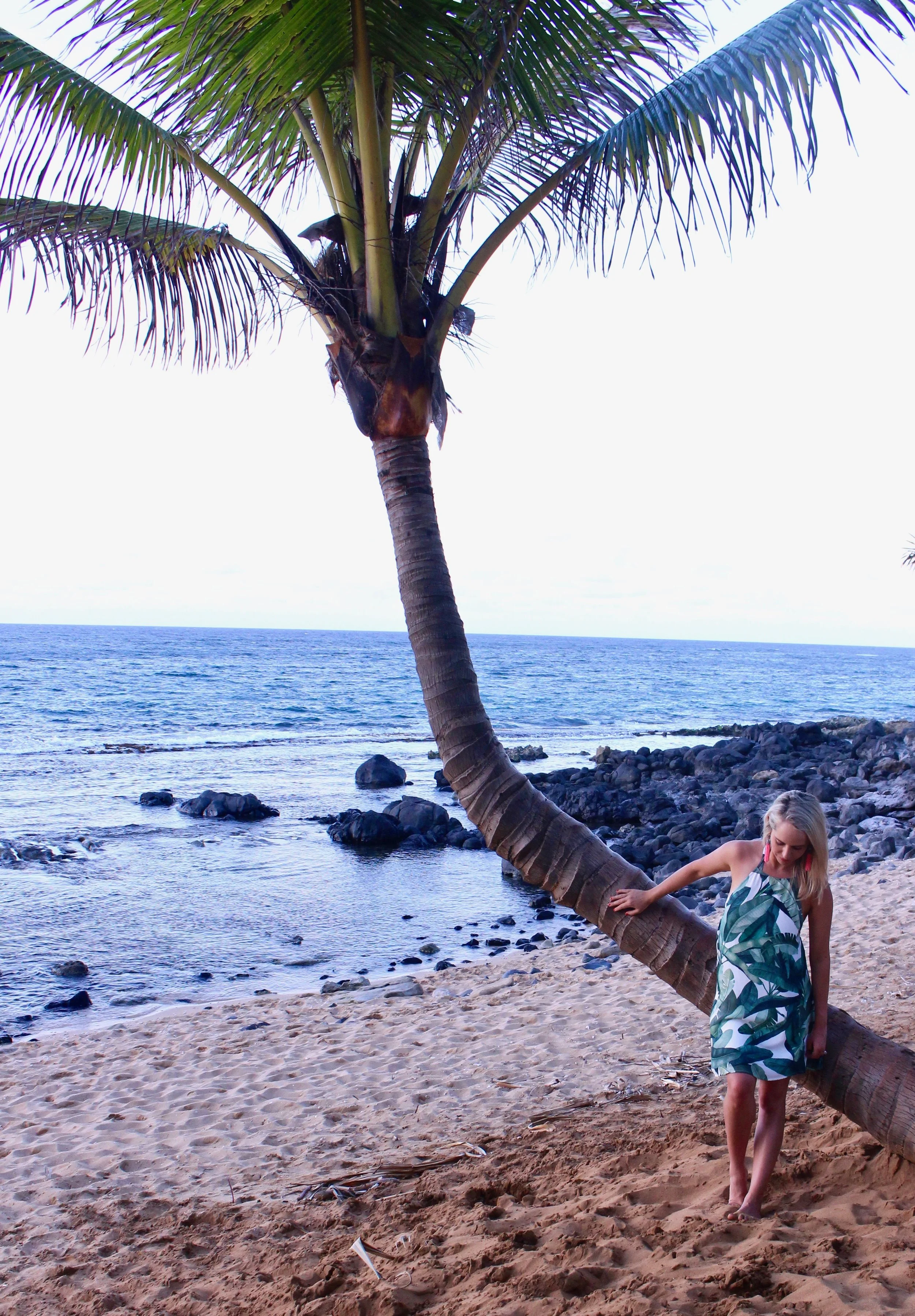 Banana Palm Dress, Show Me Your Mumu . Pink Tassel earrings, BaubleBar .
